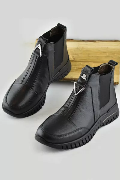  كامل العظام السوداء جلد طبيعي المرأة الأحذية أحذية الأم أحذية جلدية الشتاء