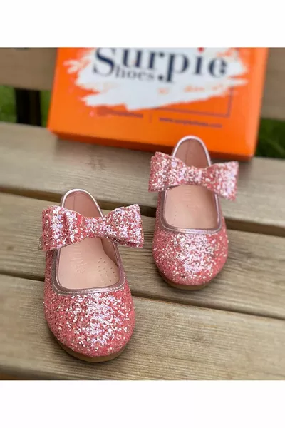 Gestreepte pailletten gedetailleerde orthopedische ballerina's, ballerina's voor meisjes