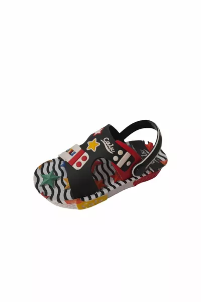 Boys Black Star Figure Daily Walking Sandals Slippers
