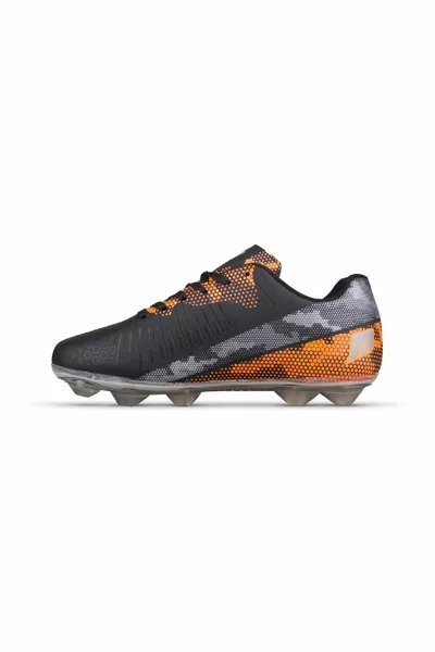 Scarpe da calcio con tacchetto nero-arancione stringate per bambini grandi