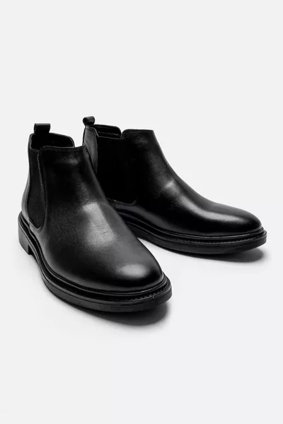 Черные мужские ботинки из натуральной кожи 