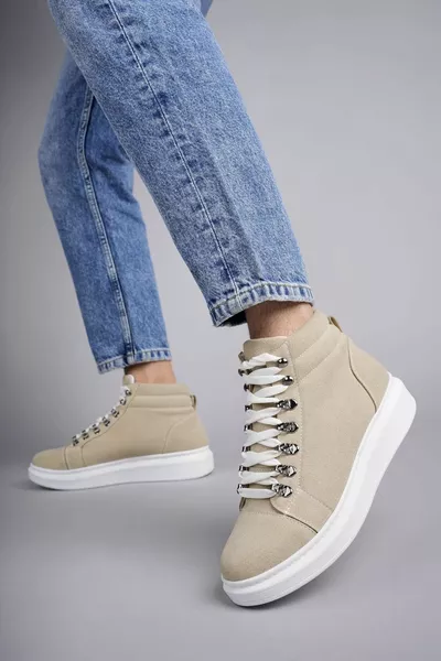  Ottawa Lace-Up Suède Heren Casual Sportlaarzen BT Crème