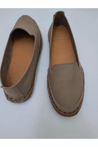 % Genuine Leather & Handmade, Mink Color Casual Ballet Flats model