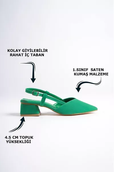 Verde Tacchi Bassi Spessi Fibbia Laterale Abiti Da Sera Da Donna Tacchi Classici