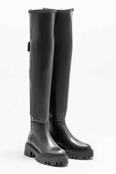 Stivali da donna in pelle nera