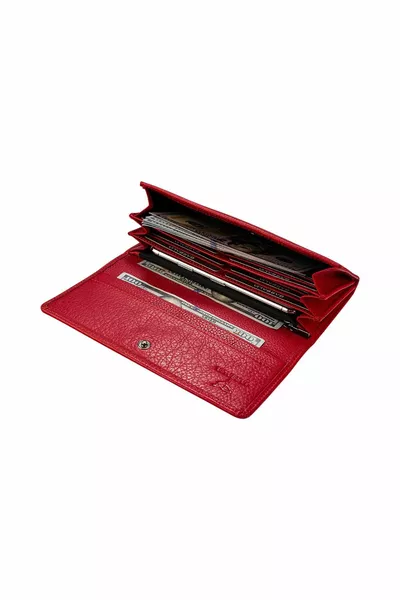 Portafoglio da donna con scomparto per cellulare in vera pelle Red Angel