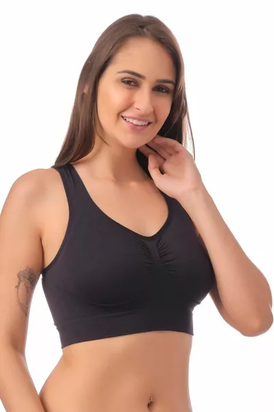 Бесшовный спортивный бюстгальтер для восстановления  черный
