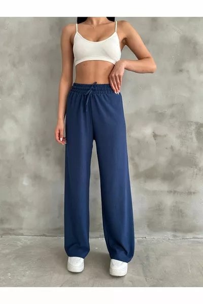 المرأة الأزرق الداكن المطاط الخصر قصر السراويل