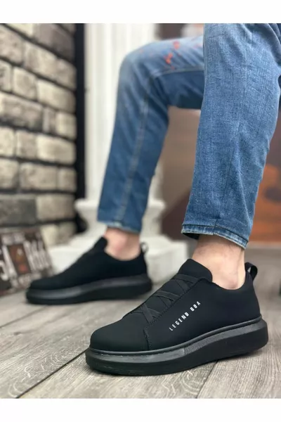  سميكة عالية النعل الصليب الفرقة الأسود أحذية رجالية