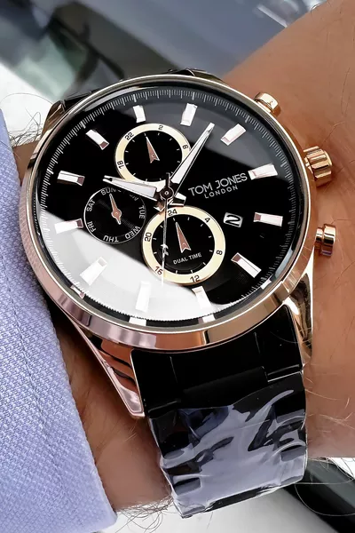 ساعة اليد للرجال (Bk)3 ATM للماء أسود اللون الصلب الحبل معصمه هدية 