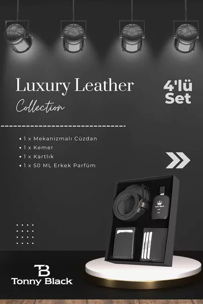 مجموعة علب هدايا خاصة للرجال من 4 مجموعة عطر أنيقة من المحفظة الجلدية