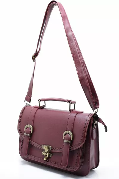 بورجوندي المرأة حقيبة اليد والكتف حزام نموذج