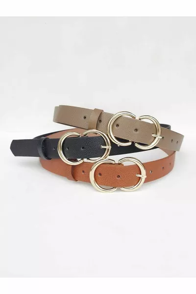 Set cintura da 3^ pezzi nero-Taba-visone da donna