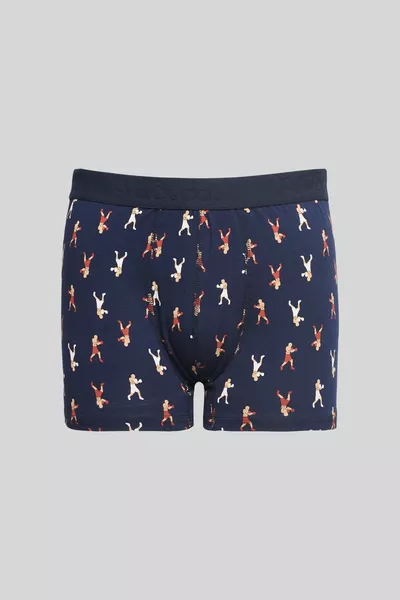 Boxer 3 pièces en coton souple bleu marine pour homme