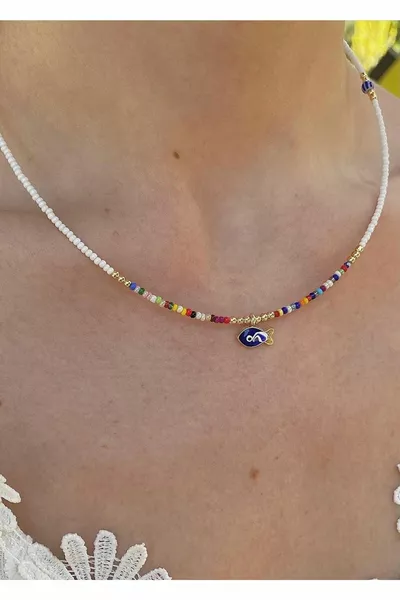 الأسماك الملونة حبة الرمل قلادة