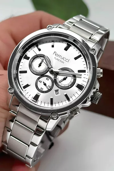 وظيفة ساعة اليد للرجال اللون الفضي سوار فولاذي&case 3 ATM مقاومة للماء 