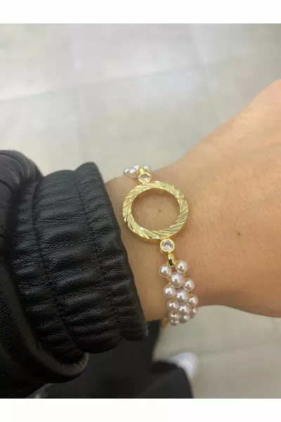 Quarto d'oro corrispondente braccialetto di perle, quarto di bracciale, quarto di bracciale d'oro