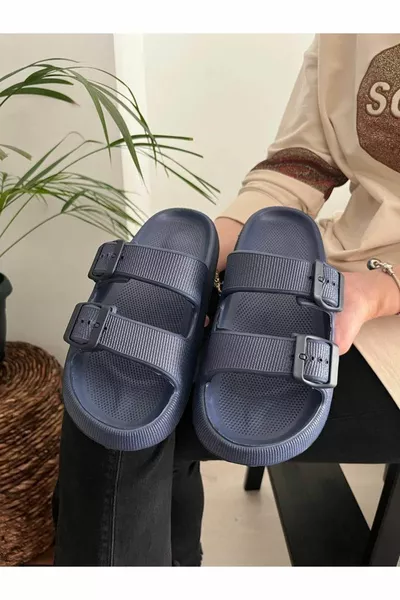 Unisex Doppelband Weiche Dicke Rutschfeste Sohle Soelite Strand Pool Garten Meer Casual Hausschuhe