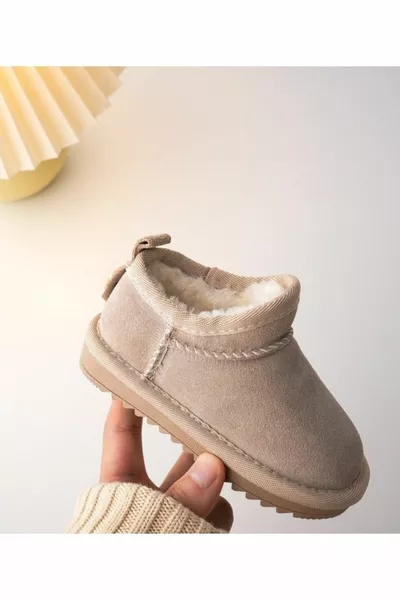 Bottes en fourrure de laine beige Ultra Mini pour enfants Chaussures