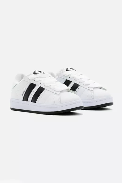 Kinder Unisex Weiß Schwarz Thermo Sohle Schnürsneakers mit Seitenstreifen