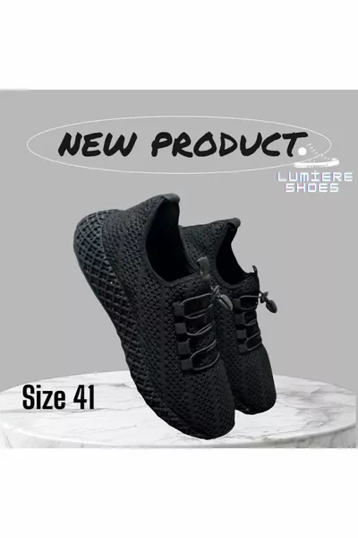 Унисекс черни леки летни маратонки с полиуретанова подметка