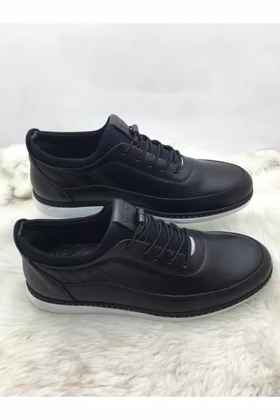 جلد حقيقي مطاط أحذية رجالية مربوطة 