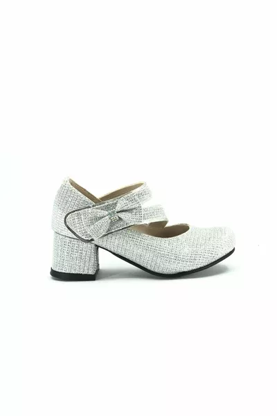 İremsu  الشريط الجانبي أحذية الأطفال ذات الكعب العالي للفتيات فضي