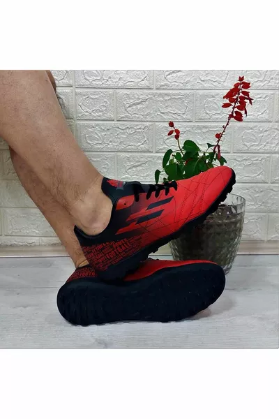 الصليب TF الأحمر والأسود عدم الانزلاق Astroturf أحذية كرة القدم