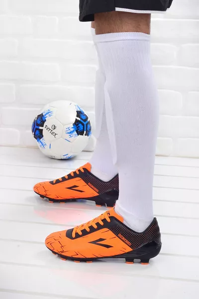 Meteor Chaussures de football pour hommes Turf Field Chaussures de football Orange