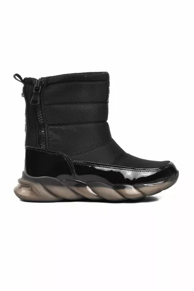  Schwarze Damen Schneestiefel aus Lackleder