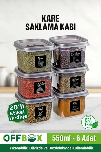 6 Stück  Stück 0, Liter quadratischer Lebensmittelvorratsbehälter Gewürzregal Set mit  Etiketten Geschenk