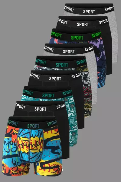 Boxer en coton mixte uni à motifs pour hommes Lot de 9