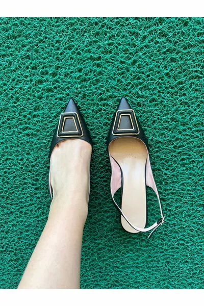 Candice Black Skin Bone Buckle Tacchi bassi (4 cm) Tacchi classici