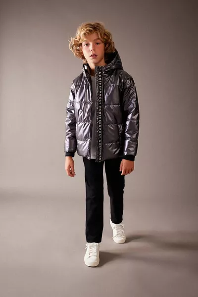 Для мальчиков водоотталкивающий флисовый пуховик с капюшоном и подкладкой cw