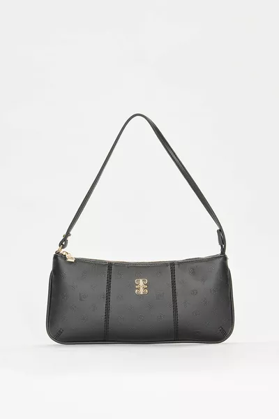 Черная женская сумка на плечо с принтом 