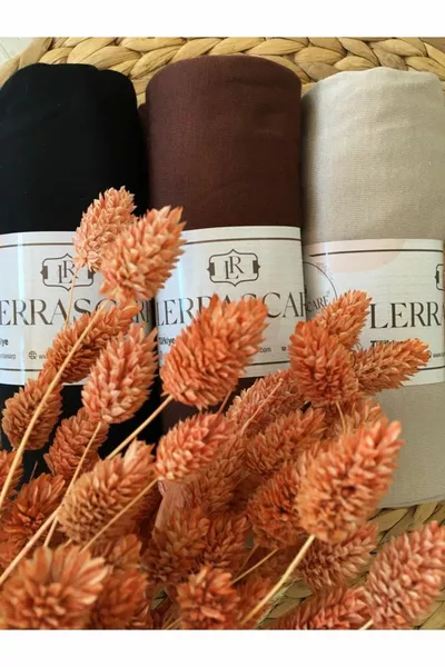 Hijab Scialle pettinato da donna Set di 3 (NERO-MARRONE-BEIGE)