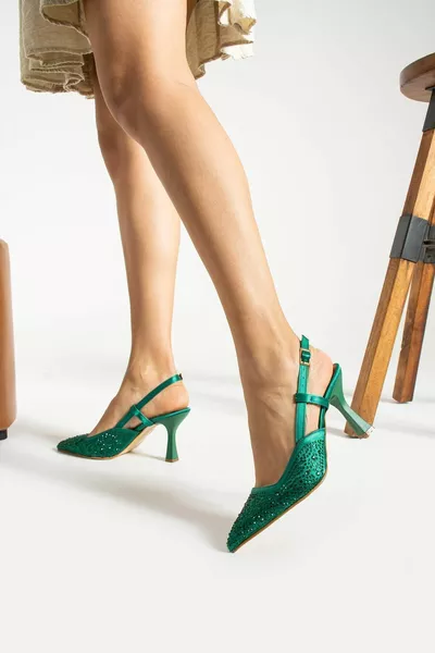 Hera Stone Print Dettaglio Tacchi Verde