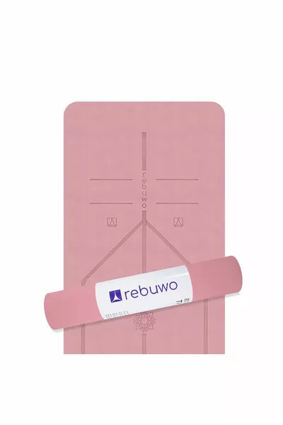 Tapis de yoga antidérapant en TPE Tapis de Pilates avec motif d’alignement 5mm  x  cm