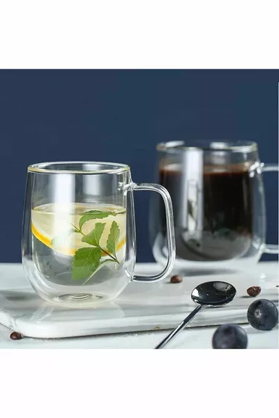 Double Glazed Double Wall Glass Mug ml Home Office Cup Double Layer Heat Insulated Glass Cup With Handle