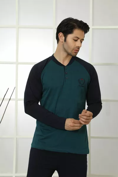 Erkek Uzun Kollu Pamuklu Mevsimlik Çeyizlik Penye Pijama Takımı(KUTUSUZ)