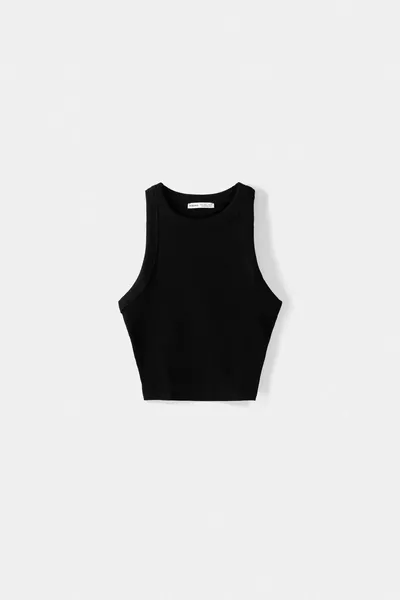Sleeveless t-shirt with corduroy