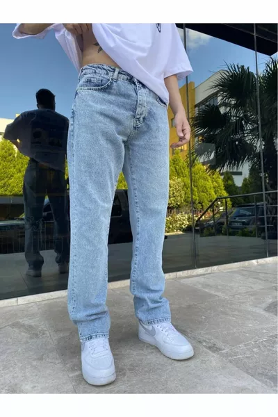 Pantaloni larghi blu ghiaccio da uomo