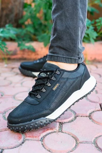 الرجال الأسود جلد DK العظام عارضة للماء حذاء رياضي 