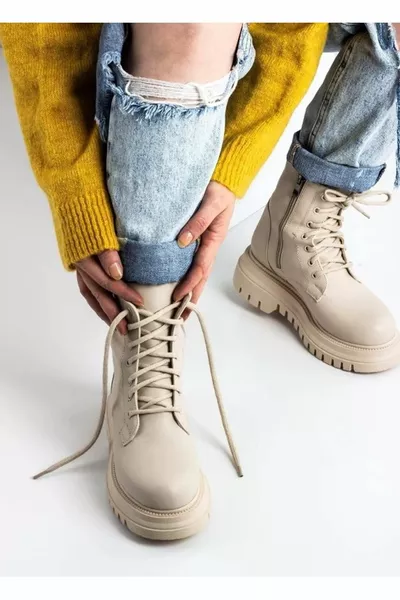 Feles Casual laarzen met dikke en hoge zool Dames postlaarzen BEIGE