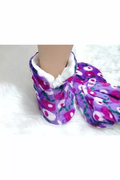 للجنسين الشتاء أرجواني حريري سميكة أفخم باندوف الأحذية الجوارب أحذية المنزل أحذية نعل ناعم