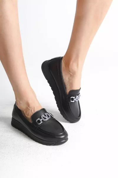 ANNA Ortopedico Comoda Fibbia Suola Classica Dettagliata Ballerine Scarpe Mamma ST Nero