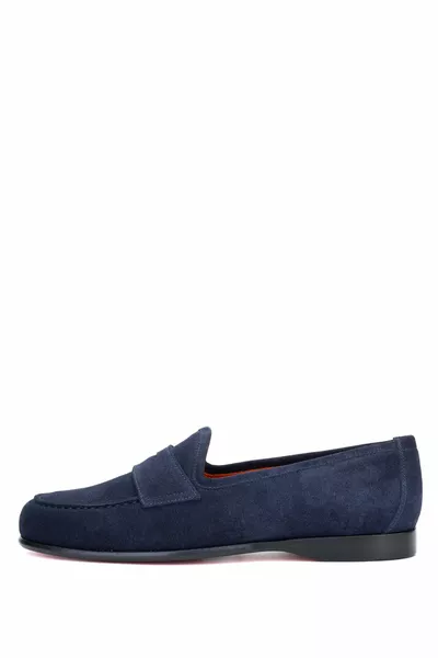 Mocassins en cuir véritable bleu marine pour hommes