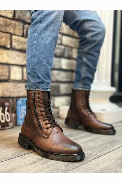 Tugerdi Boucle latérale à lacets Zippé Ouvert Tan Sport Bottes postales de style classique 