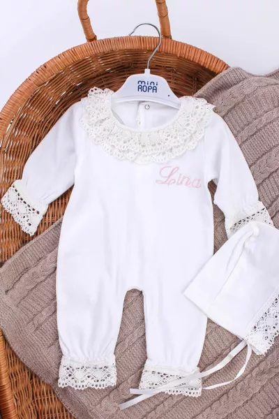 Named Hospital Outlet Guipure Overalls Set Ecru Namensvetter Special Lace Overalls Set Bonet Hut