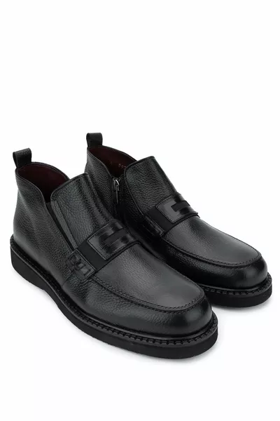 Herren Echtleder Schwarz Klassische Stiefel